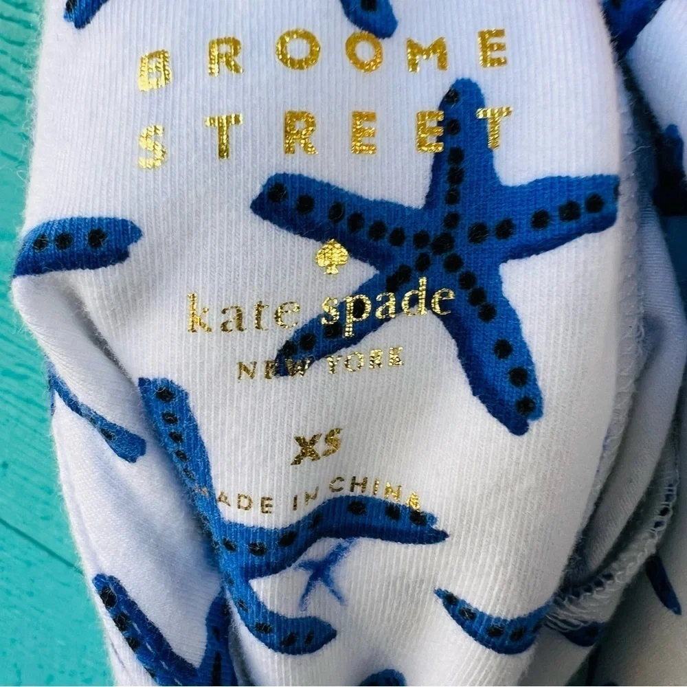 KATE SPADE BROOME STREET SOFT COTTON STARFISH NAUTICAL BLUE WHITE DRESS SMALL